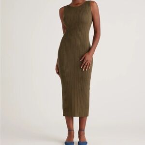 Quince Cotton Cashmere Ribbed Sleeveless Midi Dress